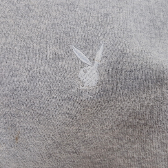 PLAYBOY X Pacsun Sz M Gray and Black Hoodie Sweatshirt with Stripe Accents - Picture 6 of 7